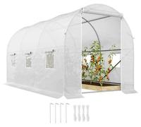 Serre de jardin - Tunnel en film de 3,5 x 2 x 2 mètres - Portes et fenêtres coulissantes - 5 renforts diagonaux - Structure métallique - Film en polyéthylène (PE) - Adapté pour les légumes et les fleu