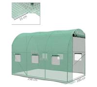 Serre de jardin - Tunnel en film de 3 x 2 mètres, 6 m² - Système d'arrosage intégré - 6 fenêtres - Porte à rouleau - Couleur vert armée