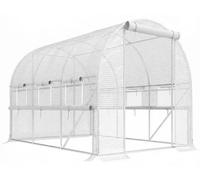 Serre de jardin - Tunnel en film plastique de 3x2x2 mètres - Structure en acier - Film en polyéthylène (PE) - Portes à fermeture éclair - Fenêtres en filet - Couleur vert armée