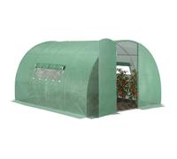 Serre de jardin tunnel - Outsunny - 12 m² - avec fenêtres porte - acier galvanisé renforcé + PE haute densité - 4 x 3 x 2 m - vert
