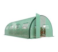 Serre de jardin tunnel - Outsunny - 18 m² - 8 fenêtres et 2 portes articulées - toile PE structure en fer galvanisé - vert