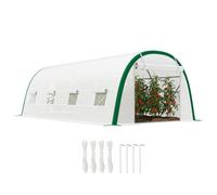Serre de jardin tunnel - Outsunny - 18 m² serre tomates 8 fenêtres porte zippée acier galvanisé - PE - 6x3x2m - blanc