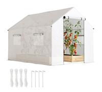 Serre de jardin tunnel Outsunny 2 x 3m, 6m² avec porte enroulable, 4 fenêtres, - Acier galvanisé PE Haute densité Blanc