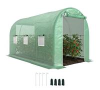 Serre de jardin tunnel - Outsunny - serre à tomates surface 8 m² châssis renforcé porte zippée - PE - 4x2x2,05m - vert