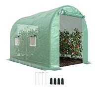 Serre de jardin tunnel - Outsunny - surface 6 m² châssis renforcé double porte zippée 4 fenêtres - PE - 3x2x2,10m - vert