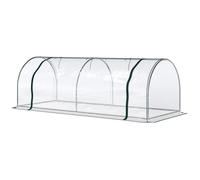 Serre de jardin tunnel - serre à tomates - Outsunny - grande porte zippée bâche plastique transparent - métal - 2,5x1x0,8m - vert