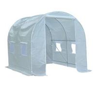 Outsunny Serre tunnel de jardin 5 m² 2,5×2×2 m châssis 18 mm bâche PE 140 g/m² 4 fenêtres blanc