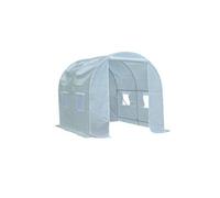 Serre de jardin tunnel surface sol 5 m² 2,5L x 2l x 2H m châssis tubulaire renforcé 18 mm 4 fenêtres blanc
