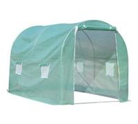 Serre de jardin tunnel surface sol 6 m² 3L x 2l x 2,10H m châssis tubulaire renforcé porte zippée 4 fenêtres enroulables vert Vert G