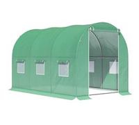 Serre de jardin tunnel - Outsunny - surface 6 m² châssis tubulaire renforcé porte zippée 6 fenêtres - PE - 3x2x2m - vert
