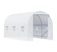 Outsunny Serre de jardin tunnel 9 m² 4,45 x 2 x 2 m châssis tubulaire 18 mm 6 fenêtres Blanc