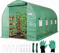 Serre d'hivernage, serre tunnel en film, galvanisée, 4x2x2 mètres - 8 mètres. Tunnel en film stable avec une hauteur de 2 mètres, serre, serre à tomates, comprenant 2 portes et 8 fenêtres, ainsi qu'un