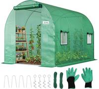 Serre d'hivernage, serre tunnel en film, galvanisée, dimensions 3x2x2 mètres - 6 mètres. Tunnel en film stable avec une hauteur de 2 mètres, serre, serre à tomates, comprenant 2 portes et 4 fenêtres, 