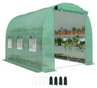 Serre d'intérieur - 2,7 x 2 x 2 m - Acier galvanisé et PE - Étagères - Barre de support pour film plastique - Porte avec fermeture éclair - 6 fenêtres en filet - Couleur : vert