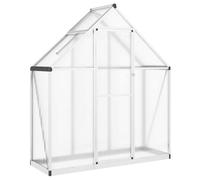 Serre en aluminium argenté 169 x 58 x 195 cm | Panneaux en polycarbonate, système de gouttière, fenêtre d'aération réglable sur 5 positions, porte battante, montage rapide