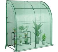 Serre en aluminium Mini serre de plain-pied avec étagère à fleurs 198,5 x 98 x 215 cm vert