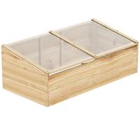 Serre en bois de sapin - Mini-serre en bois avec panneaux en polycarbonate - Étanche - 100x50x35 cm - Pour jardin et culture en hauteur - Marron