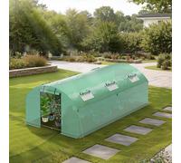 Serre en plastique Vigevee 300 x 600 x 200 cm, résistante à l'hiver, avec armature en acier renforcée, 6 fenêtres et 2 portes, film PE 140 g/m² résistant aux UV, serre pour tomates avec piquets d'ancr