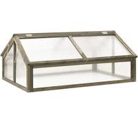 Serre grise de 114x80x50 cm en bois massif de pin, mini-serre avec couvercle rabattable et fond ouvert, idéale pour balcon, terrasse, jardin ou potager, offrant une protection pour les plantes contre