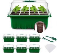 Serre intérieure boîte de culture, 6-pièces 72 cellules mini-serre kit de culture, bacs de culture pour les semis, serre bac de culture avec couvercle et aération pour les semis, noir