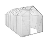 Serre jardin polycarbonate 370 x 190 x 195 cm ""Basilic"" - 7,03 m² - Gris