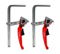 Serre joint à levier 160mm X2 - rapide adapté rail de guidage - Pince table à cliquet - Saillie 60mm - Acier - Ponçage, coupe