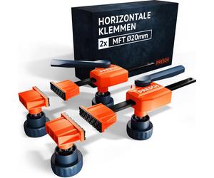 Serre-joint d'établi - Horizontal - 2 pièces - Trous Ø 20 mm - Serrage 70 kg