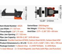 Serre-joint d'établi, pied pivotant à 360°, construction en fonte durable, 5 pouces