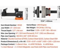 Serre-joint d'établi, pied pivotant à 360°, construction en fonte durable, 8 pouces