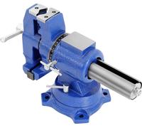 Serre-joint d'établi, pied pivotant à 360°, mâchoires réglables, bleu