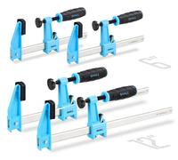 Serre-joint en F - Serre-joint en acier 150 mm et 300 mm - Lot de 4 - Force de serrage 600 lbs - Serrage rapide