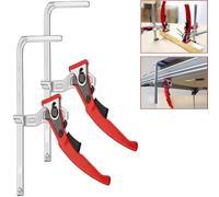 Serre Joint Menuisier - 2 Pièces avec de Grandes Mâchoires à Cliquet en Acier, Profondeur de Gorge Règlable jusqu'à 60 mm pour le Meulage et la Coupe