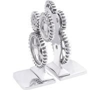 Serre-livres 2 pièces Argent 10x10x22 cm Aluminium Roue dentée, serre-livres DesignMöbel Nouveau