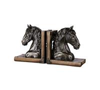 Serre-livres décoratifs uniques en résine en forme de tête de cheval - Sculpture de livre de cheval - Support pour étagères - Décoration d'intérieur, de bureau (bronze)