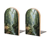 Serre-livres en bois de forêt de montagne nature pour étagères, très résistant, antidérapant, serre-livres universel, économique, accessoires décoratifs modernes fantaisie, 1 paire