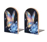 Serre-livres en forme de papillon arc-en-ciel pour étagères, support d'étagère, décoration d'intérieur, bloque-livres antidérapants universels en bois, fait à la main, serre-livres robustes pour la