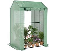 Serre - Modèle balcon - Housse en PE imperméable - Bâche renforcée - Structure en acier - 2 portes escamotables avec fermeture éclair - Vert clair