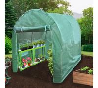 MonsterShop Serre polytunnel 19 mm 4 m x 2 m avec 2 étagères