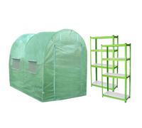 Tunnel en plastique avec film plastique et étagères - Serre - Serre de culture - Serre à tomates - Serre de jardin - Tunnel en plastique 25 mm 3 m x 2 m