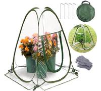 Serre pop-up Ibenzoa® 70 x 70 x 80 cm, transparent – Mini-serre pour la protection et l'hivernage des plantes, incluant 4 piquets de sol, 1 paire de gants et une sacoche de transport