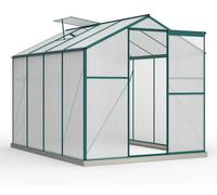 Serre - Serre en aluminium avec fondations - 4,75 m² - 190 x 253 cm - Fenêtre de toit - Porte coulissante - Étanchéité parfaite - Vert foncé