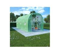 vidaXL Serre 9 m² (4,5×2×2 m) Tissu PE, structure acier galvanisé, vert