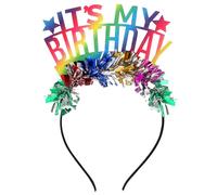Serre-tête d'anniversaire arc-en-ciel - Serre-tête d'anniversaire - Serre-tête princesse arc-en-ciel - Tiare intéressant pour fille - IT'S MY BIRTHDAY