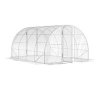 Outsunny Serre de jardin tunnel 4 x 3 x 2 m 12 m² avec 2 portes à charnières bâche en PE 150 g/m² pour Légumes Plantes Fleurs