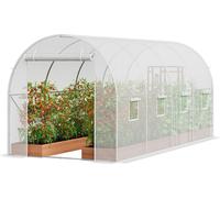 Serre tunnel accessible 14,6 x 6,36 x 6,3 pieds Cadre galvanisé Couverture en PE Blanc