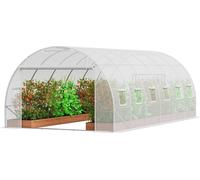 Serre tunnel accessible 19,36 x 9,68 x 6,5 pieds Cadre galvanisé Couverture en PE Blanc