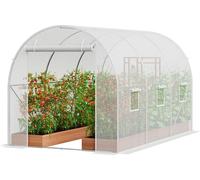 Serre tunnel accessible 9,58 x 6,43 x 6,23 pieds Structure galvanisée Couverture en PE Blanc