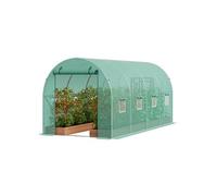 VEVOR Serre tunnel jardin 445x194x192 cm – cadre acier galvanisé, bâche PE verte, 8 fenêtres