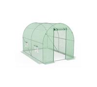 Serre tunnel de jardin 6 m² avec bâche renforcée TERRE JARDIN - 3 x 2 m - Verte - Anti-UV - Fenêtres moustiquaires
