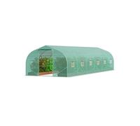 Serre Tunnel De Jardin 900x300x200cm Toit Pointu Cadre Acier Galvanisé 12 Fenêtres
